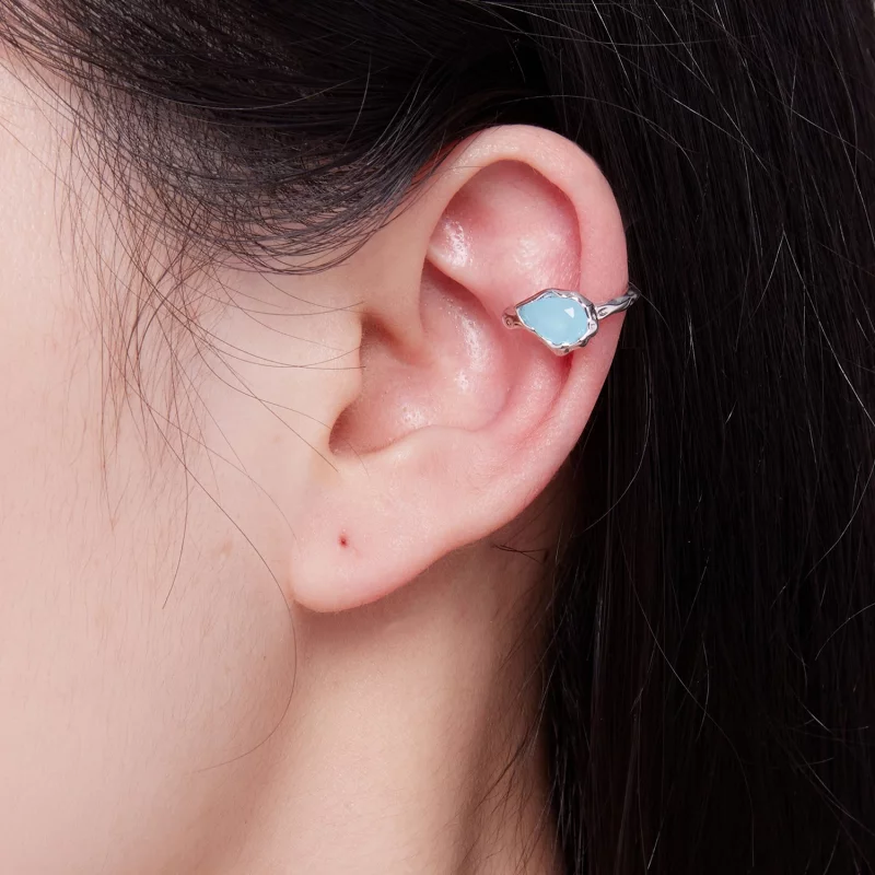 (image pour) Boucle d'oreille à pince en forme de goutte d'eau bleue de style Pandora - BSE84 - Afficher 6