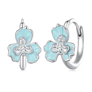 (image pour) Boucles d'oreilles à anneaux de style Pandora avec iris bleu - BSE843