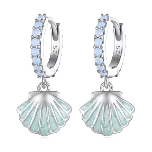 (image pour) Boucles d'oreilles à anneaux en coquille de style Pandora - BSE842