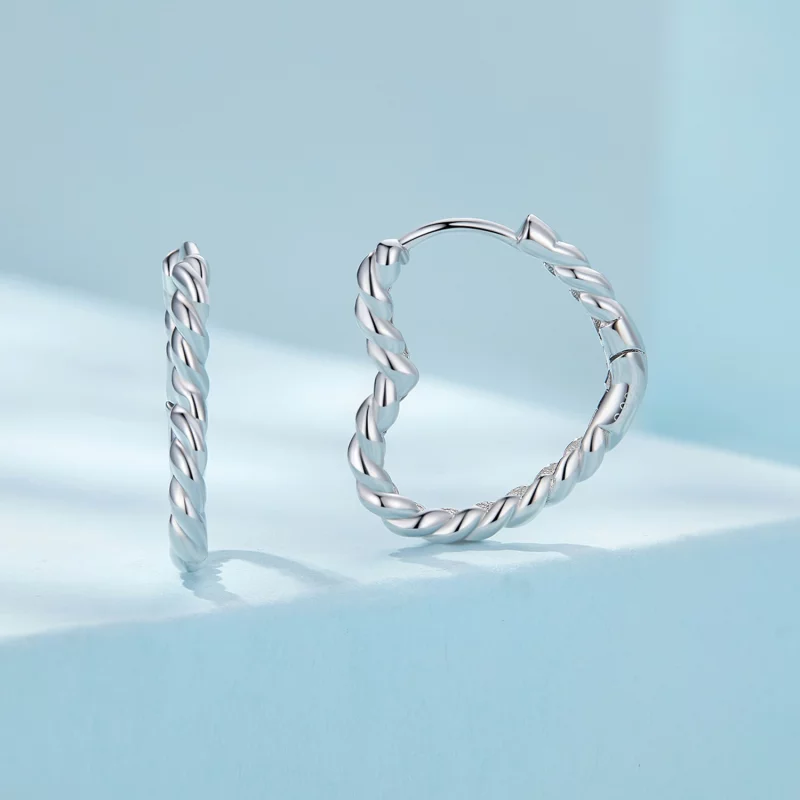 (image pour) Boucles d'oreilles à anneaux en forme de cœur de style Pandora - SCE1606 - Afficher 2