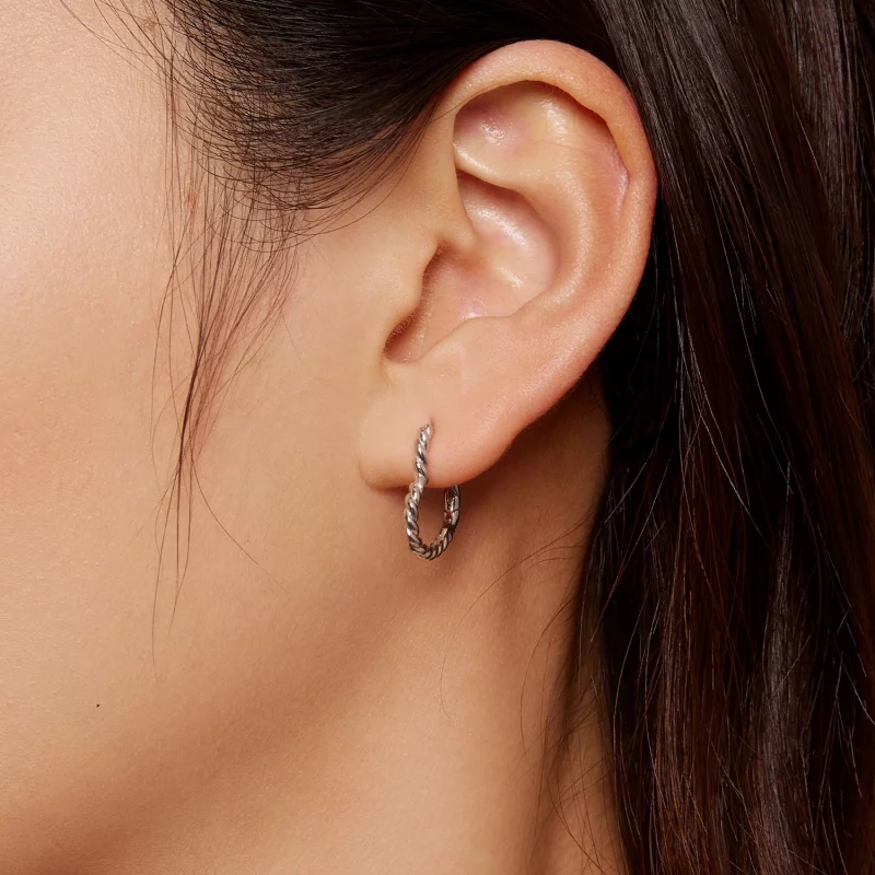 (image pour) Boucles d'oreilles à anneaux en forme de cœur de style Pandora - SCE1606 - Afficher 5