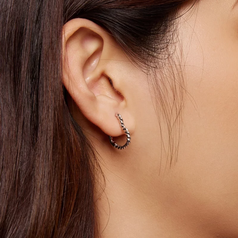 (image pour) Boucles d'oreilles à anneaux en forme de cœur de style Pandora - SCE1606 - Afficher 6