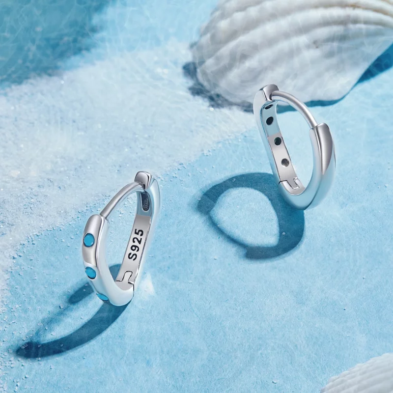 (image pour) Boucles d'oreilles à anneaux style Pandora Wave - SCE1593 - Afficher 3