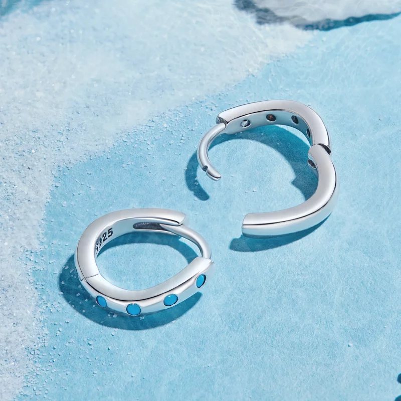 (image pour) Boucles d'oreilles à anneaux style Pandora Wave - SCE1593 - Afficher 4