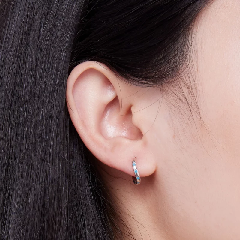 (image pour) Boucles d'oreilles à anneaux style Pandora Wave - SCE1593 - Afficher 5
