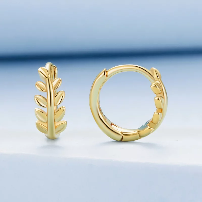 (image pour) Boucles d'oreilles à cercles avec feuilles de style Pandora - BSE500-B - Afficher 2