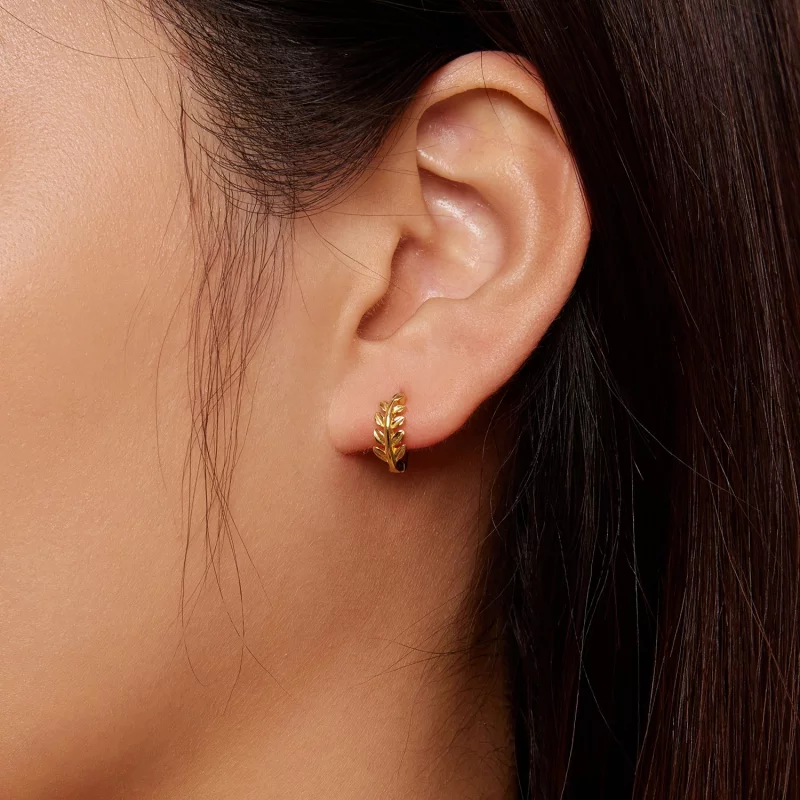 (image pour) Boucles d'oreilles à cercles avec feuilles de style Pandora - BSE500-B - Afficher 6
