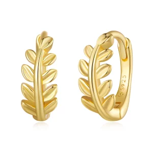 (image pour) Boucles d'oreilles à cercles avec feuilles de style Pandora - BSE500-B