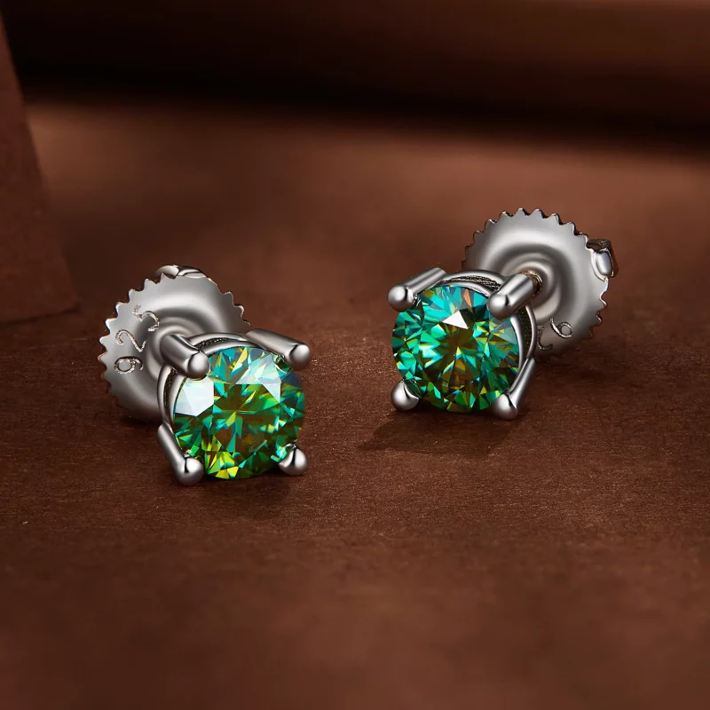 (image pour) Boucles d'oreilles clou en moissanite de style Pandora, 0,5 carat, à quatre grif - Afficher 3