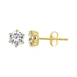 (image pour) Boucles d'oreilles clou en zircon scintillant plaquées or de style Pandora - BSE615-4B