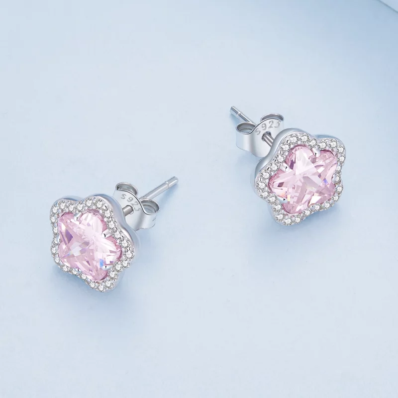 (image pour) Boucles d'oreilles clou style Pandora avec petite fleur - BSE850 - Afficher 4