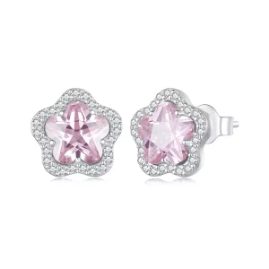 (image pour) Boucles d'oreilles clou style Pandora avec petite fleur - BSE850