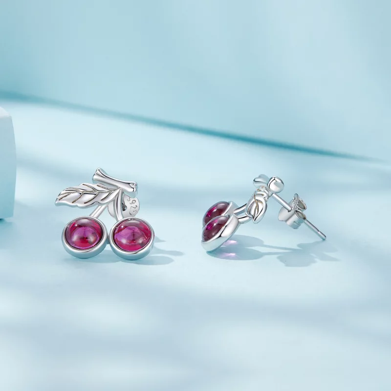 (image pour) Boucles d'oreilles à clous de style Pandora avec des cerises - SCE1604 - Afficher 3