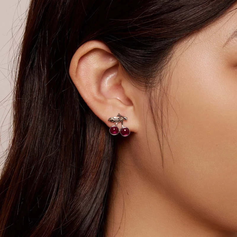 (image pour) Boucles d'oreilles à clous de style Pandora avec des cerises - SCE1604 - Afficher 5