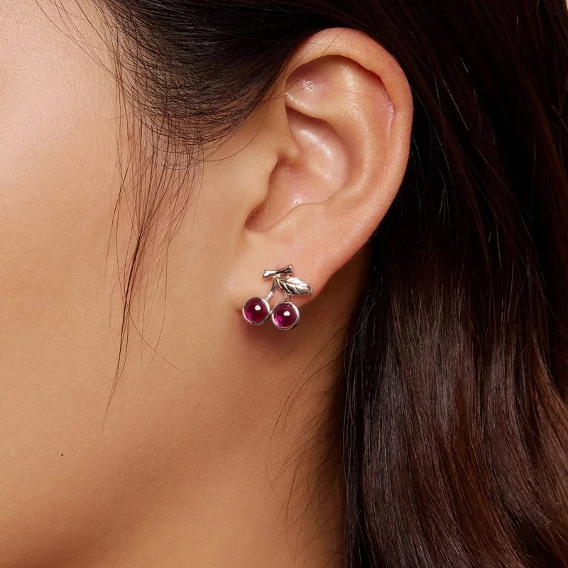(image pour) Boucles d'oreilles à clous de style Pandora avec des cerises - SCE1604 - Afficher 7