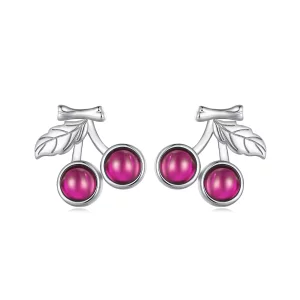 (image pour) Boucles d'oreilles à clous de style Pandora avec des cerises - SCE1604