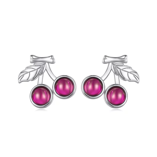 (image pour) Boucles d'oreilles à clous de style Pandora avec des cerises - SCE1604