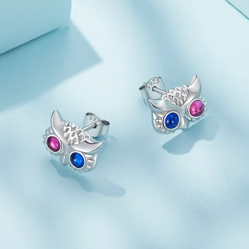 (image pour) Boucles d'oreilles à clous de style Pandora avec hibou - SCE1602 - Afficher 4