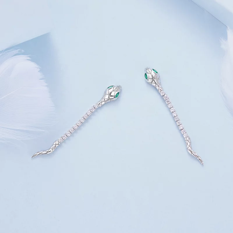 (image pour) Boucles d'oreilles à clous de style Pandora en forme de serpent spirituel - BSE8 - Afficher 4