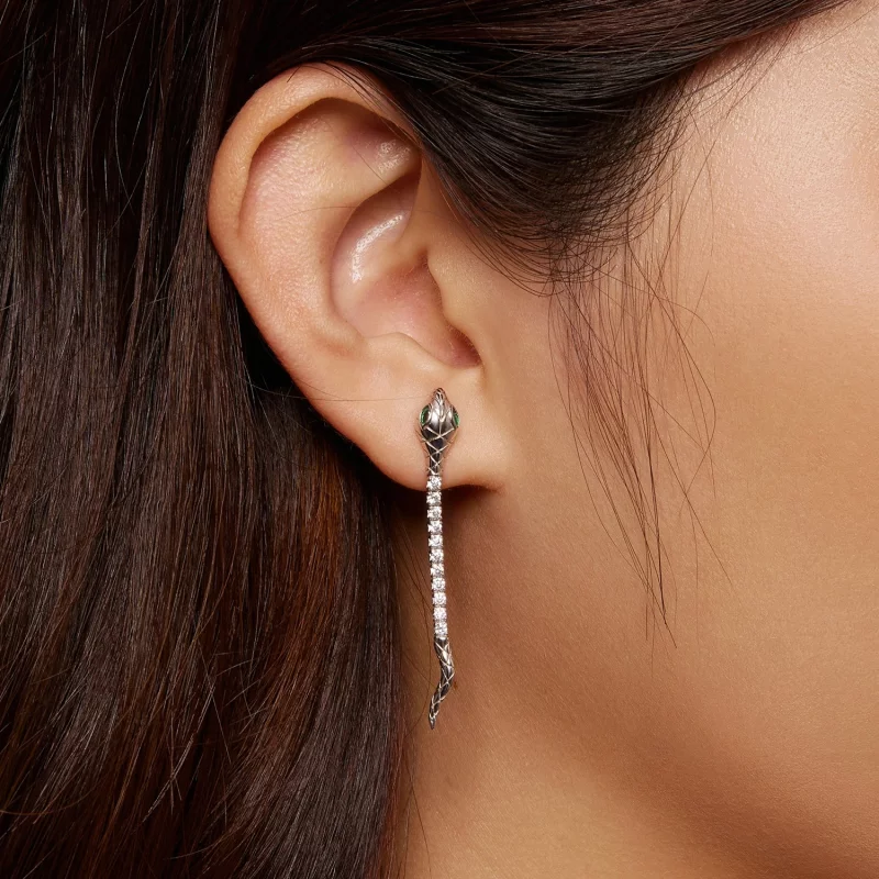 (image pour) Boucles d'oreilles à clous de style Pandora en forme de serpent spirituel - BSE8 - Afficher 5