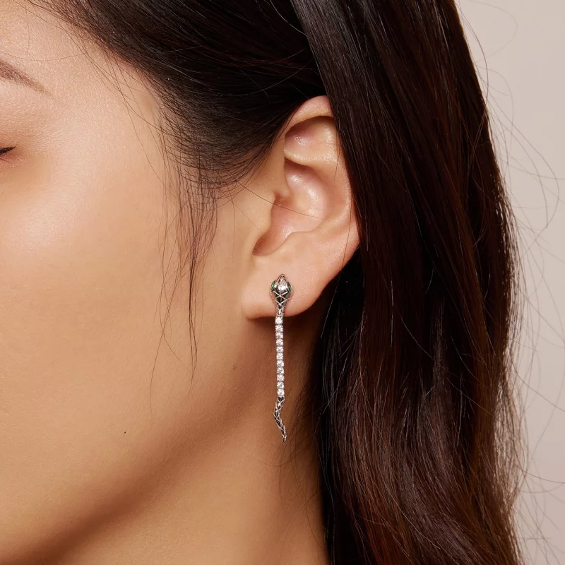 (image pour) Boucles d'oreilles à clous de style Pandora en forme de serpent spirituel - BSE8 - Afficher 7