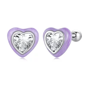 (image pour) Boucles d'oreilles clous en forme de cœur de style Pandora - SCE1595