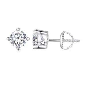 (image pour) Boucles d'oreilles à clous en moissanite d'un carat style Pandora à quatre griffes - MSE003-XL