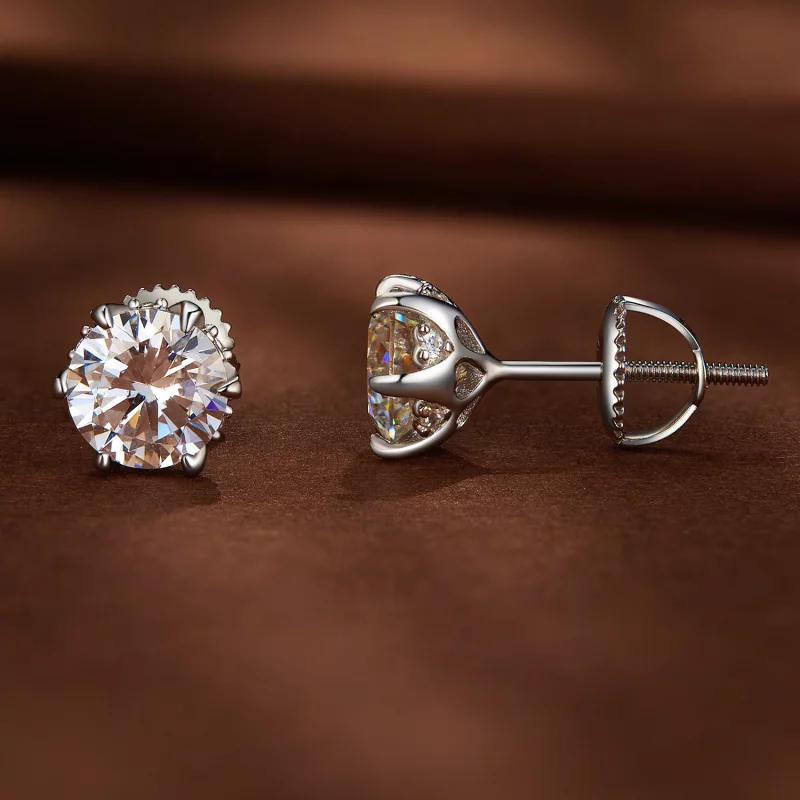 (image pour) Boucles d'oreilles clous en moissanite de style Pandora, 1 carat - MSE020-L - Afficher 2