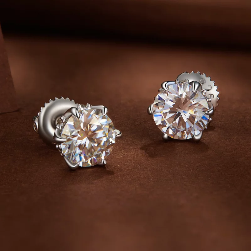 (image pour) Boucles d'oreilles clous en moissanite de style Pandora, 1 carat - MSE020-L - Afficher 3