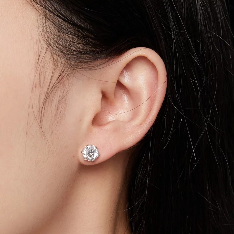 (image pour) Boucles d'oreilles clous en moissanite de style Pandora, 1 carat - MSE020-L - Afficher 4