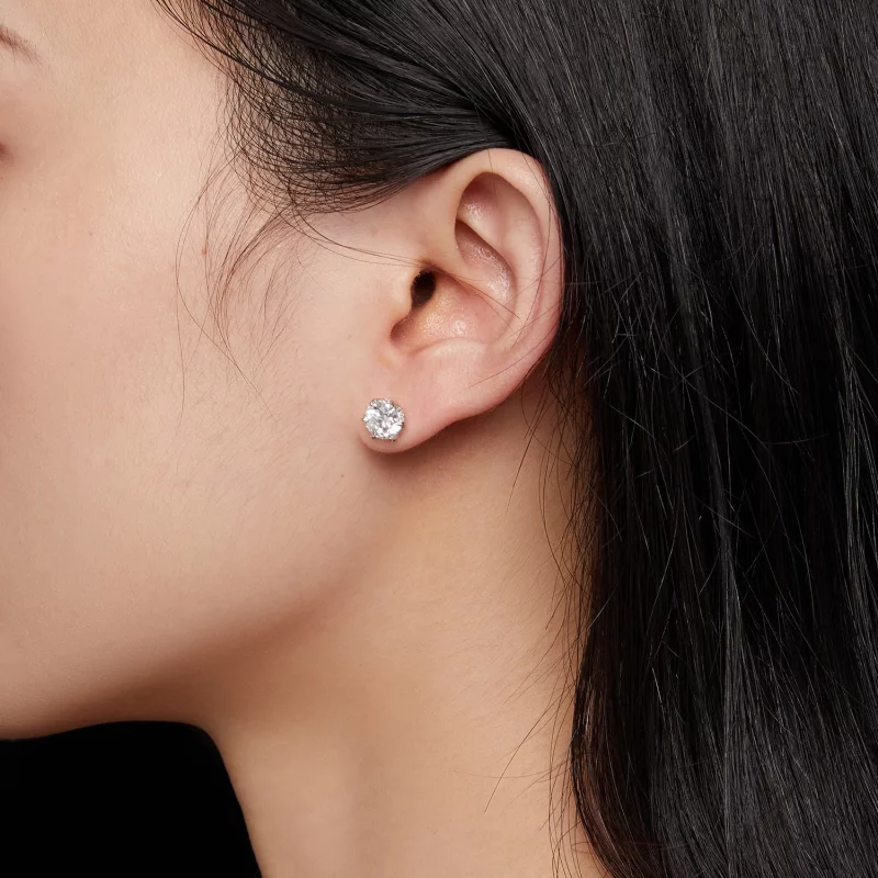 (image pour) Boucles d'oreilles clous en moissanite de style Pandora, 1 carat - MSE020-L - Afficher 5