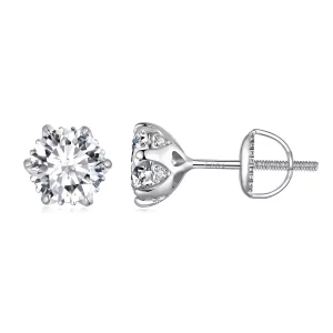 Boucles d'oreilles clous en moissanite de style Pandora, 1 carat - MSE020-L (image pour) Boucles d'oreilles clous en moissanite de style Pandora, 1 carat - MSE020-L