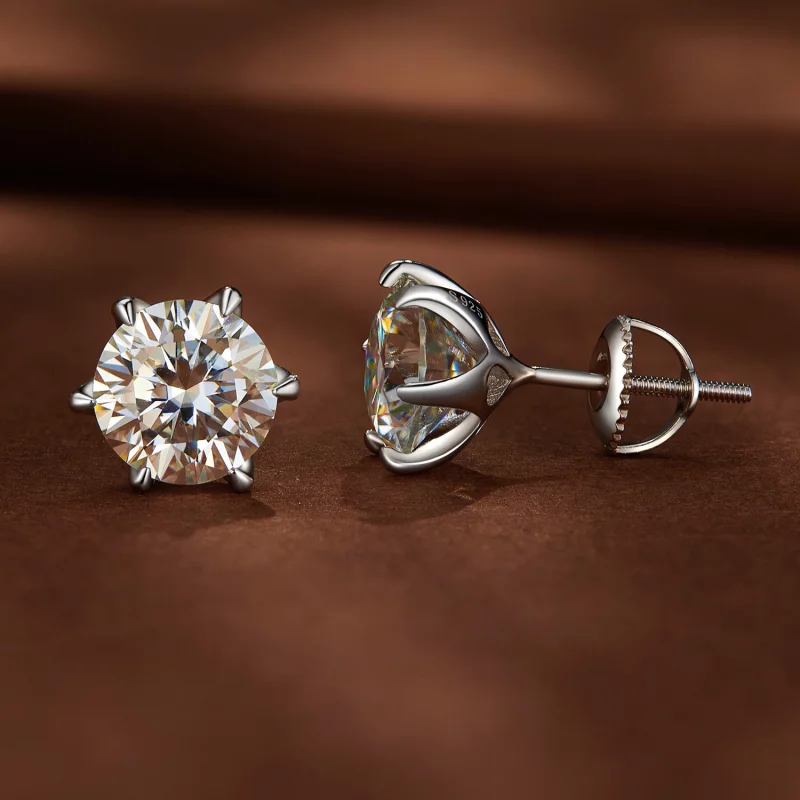 (image pour) Boucles d'oreilles clous en moissanite de style Pandora, 2 carats - MSE021-L - Afficher 2