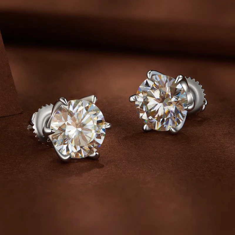 (image pour) Boucles d'oreilles clous en moissanite de style Pandora, 2 carats - MSE021-L - Afficher 3
