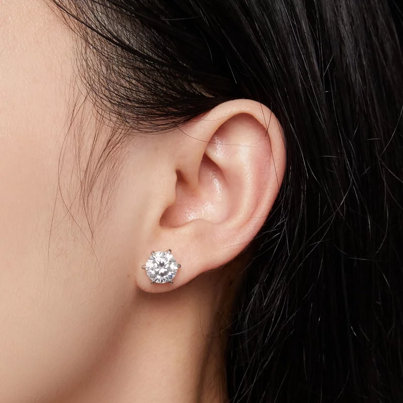 (image pour) Boucles d'oreilles clous en moissanite de style Pandora, 2 carats - MSE021-L - Afficher 4