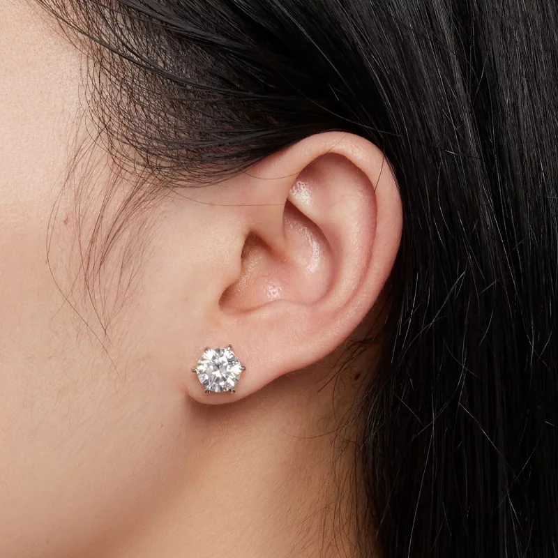 (image pour) Boucles d'oreilles clous en moissanite de style Pandora, 2 carats - MSE021-L - Afficher 5