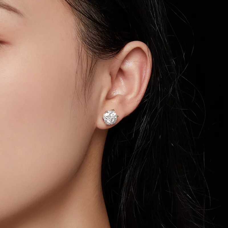 (image pour) Boucles d'oreilles clous en moissanite de style Pandora, 2 carats - MSE021-L - Afficher 7