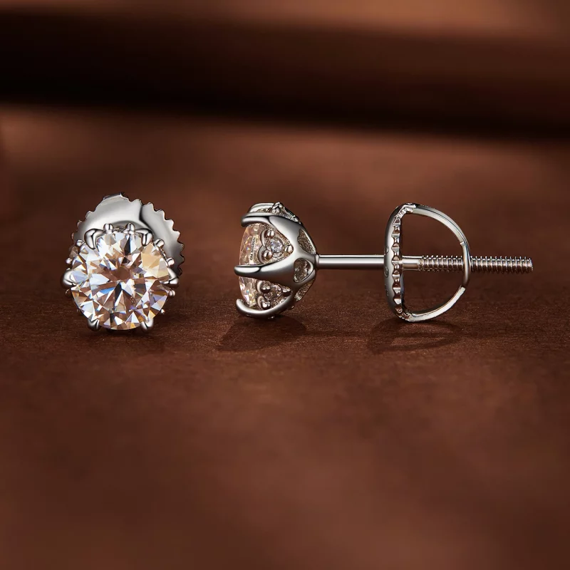 (image pour) Boucles d'oreilles clous en moissanite de style Pandora de 0,5 carat - MSE020-S - Afficher 2