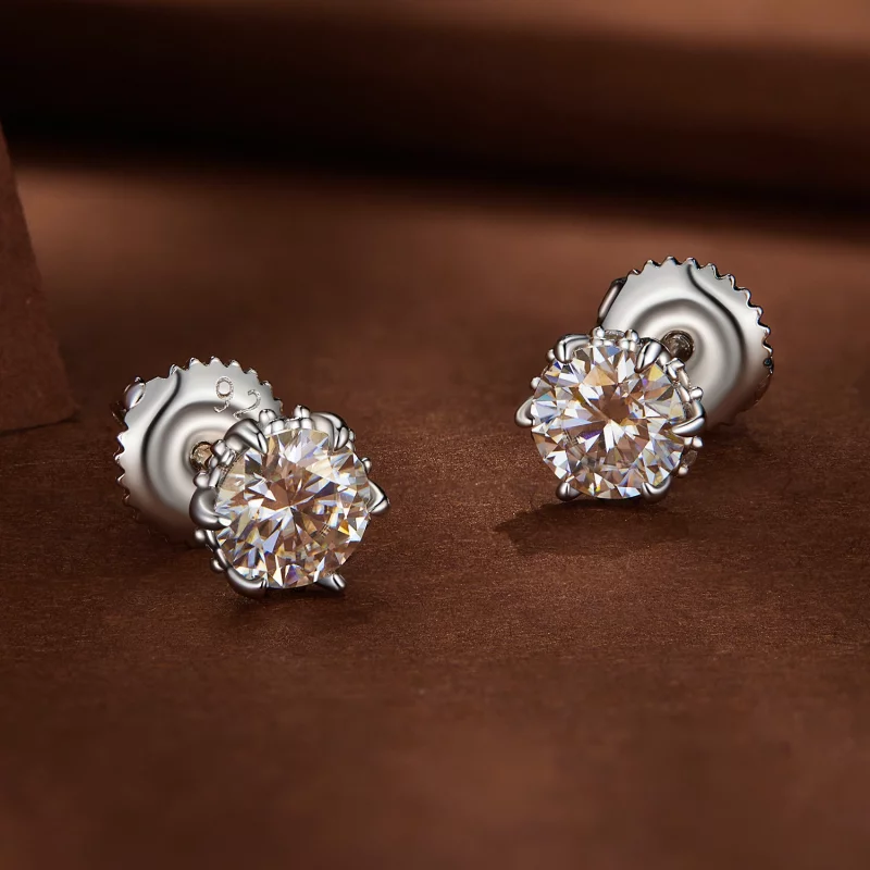 (image pour) Boucles d'oreilles clous en moissanite de style Pandora de 0,5 carat - MSE020-S - Afficher 3