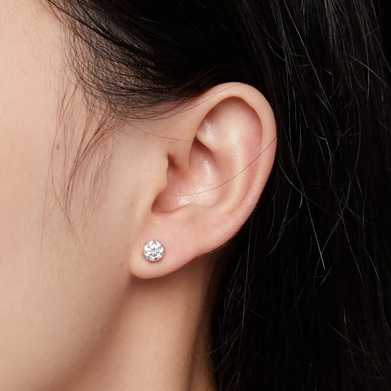 (image pour) Boucles d'oreilles clous en moissanite de style Pandora de 0,5 carat - MSE020-S - Afficher 4