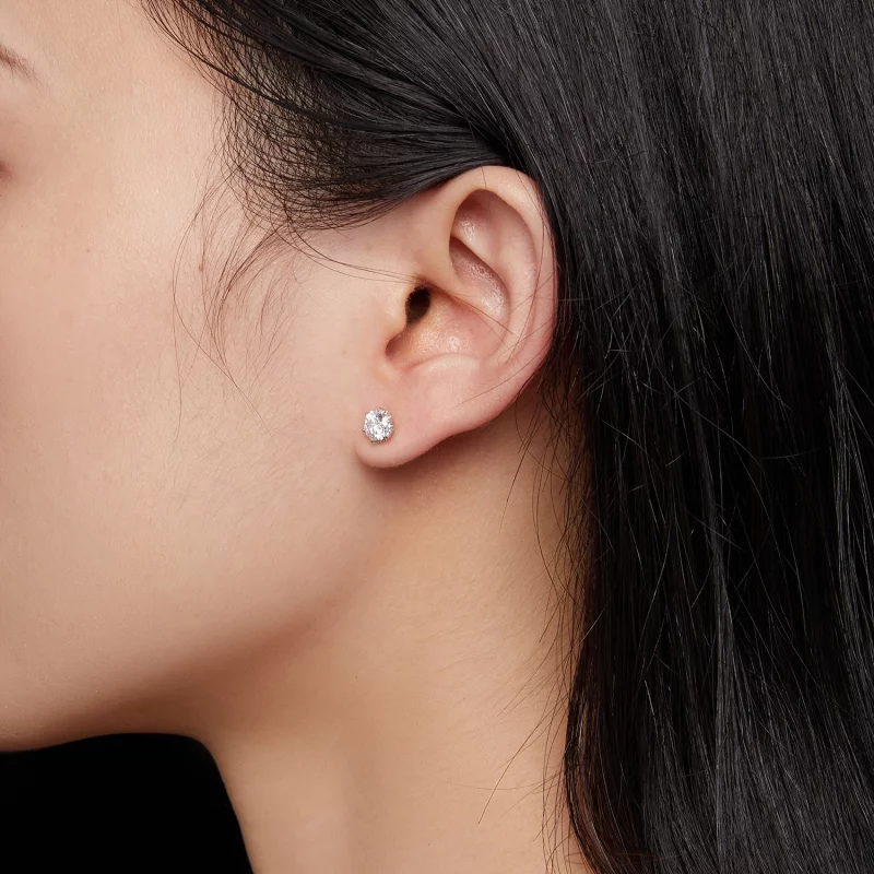 (image pour) Boucles d'oreilles clous en moissanite de style Pandora de 0,5 carat - MSE020-S - Afficher 5