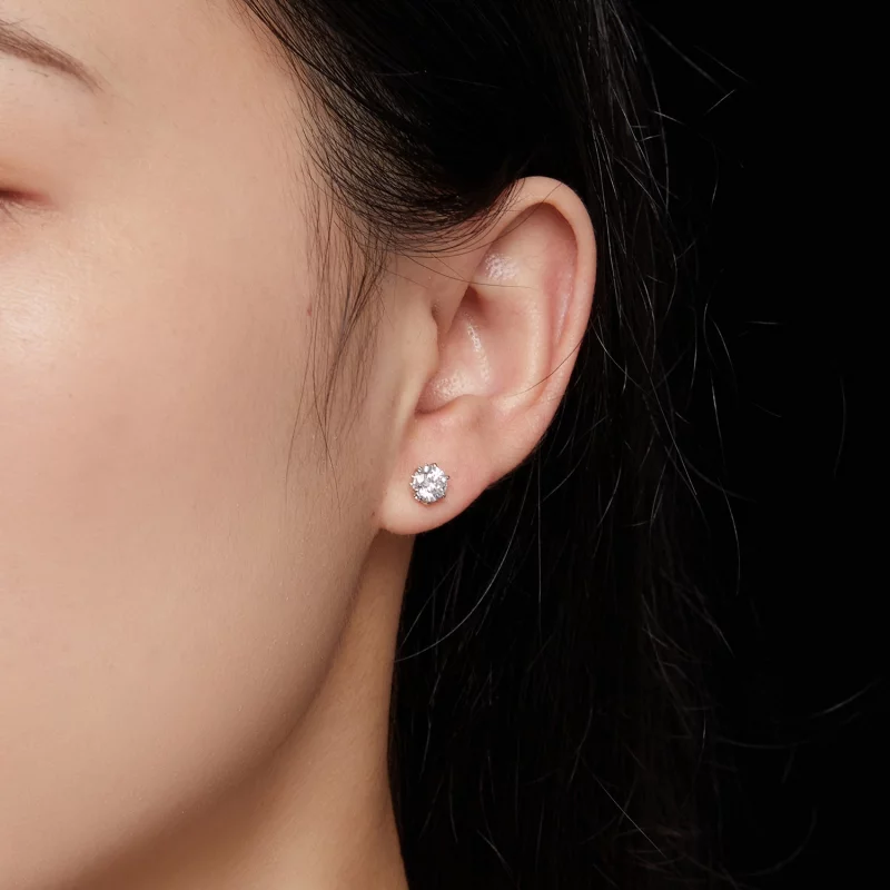 (image pour) Boucles d'oreilles clous en moissanite de style Pandora de 0,5 carat - MSE020-S - Afficher 7