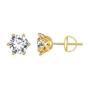 (image pour) Boucles d'oreilles à clous en moissanite plaquées or style Pandora, d'un carat, à six griffes - MSE004-BL