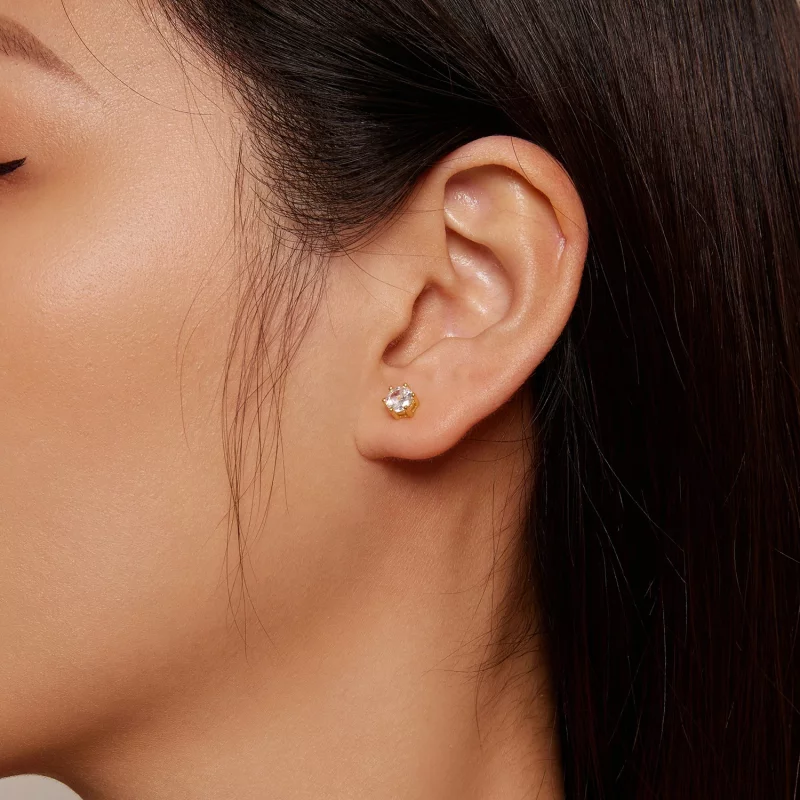 (image pour) Boucles d'oreilles clous en zircon étincelant plaqué or de style Pandora - BSE61 - Afficher 3