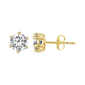 (image pour) Boucles d'oreilles clous en zircon étincelant plaqué or de style Pandora - BSE615-5B