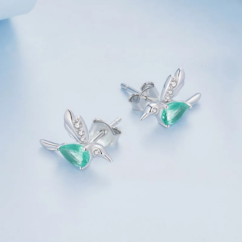 (image pour) Boucles d'oreilles clous style Pandora avec colibri - BSE849 - Afficher 4