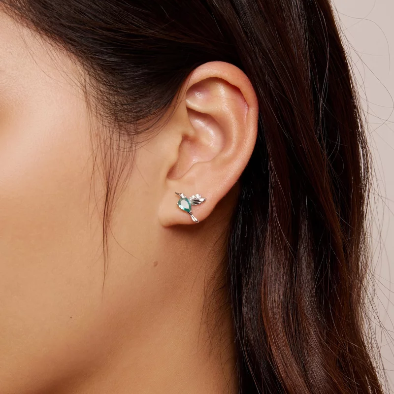 (image pour) Boucles d'oreilles clous style Pandora avec colibri - BSE849 - Afficher 7