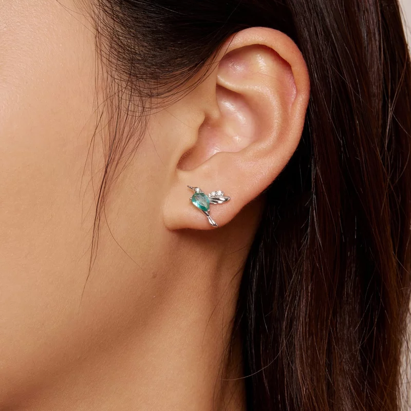 (image pour) Boucles d'oreilles clous style Pandora avec colibri - BSE849 - Afficher 8