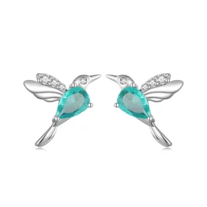 (image pour) Boucles d'oreilles clous style Pandora avec colibri - BSE849