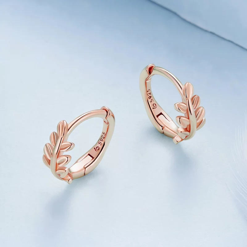 (image pour) Boucles d'oreilles à créoles avec feuilles de style Pandora - BSE500-C - Afficher 3